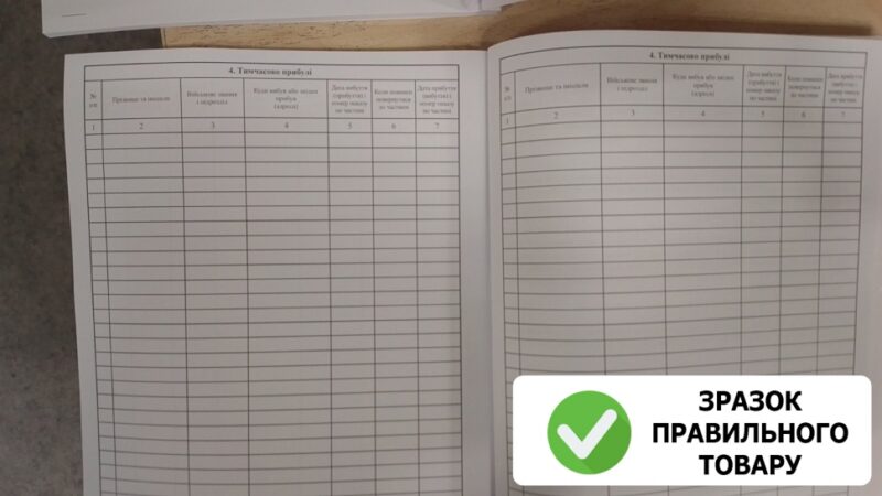 Уцінено! Книга обліку тимчасово відсутнього і тимчасово прибулого особового складу. Додаток 8 до наказу №280 МОУ. А4 формат. 100 сторінок, м'яка обкладинка. Зірка (510311) - Зображення 3
