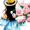 Картина за номерами 35х45 см "Дівчина з букетом півоній" Rosa N00013301 (4823098517672) (400790)