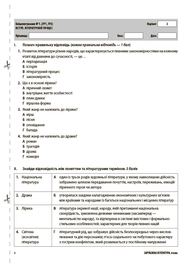 Зарубіжна література. Усі діагностувальні роботи. 8 клас КЗП033 - Зображення 4