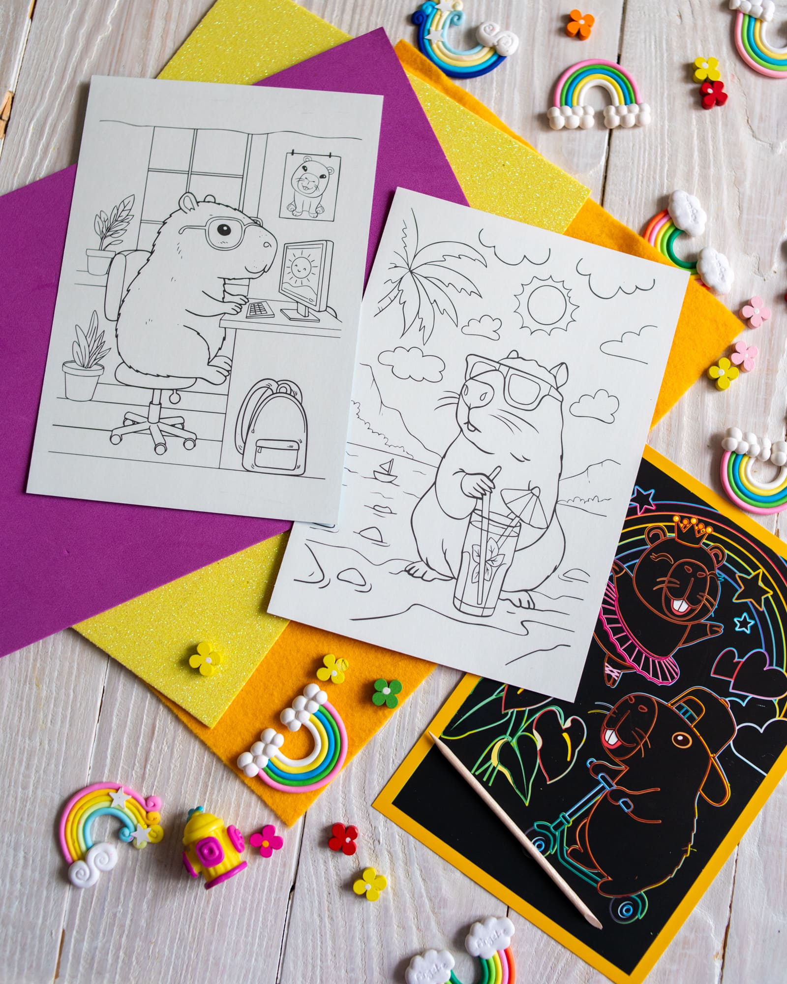 Кольорові гравюри та розмальовки. Капібара - Зображення 10