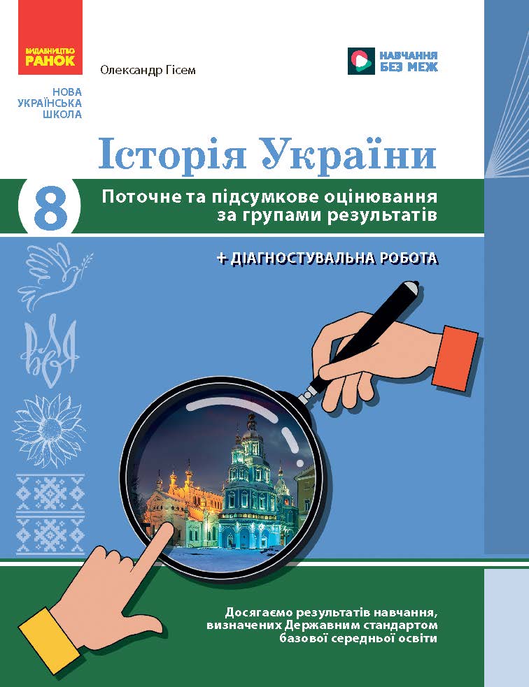 Історія України. 8 клас. Поточне та підсумкове оцінювання за групами результатів (+діагностувальна р